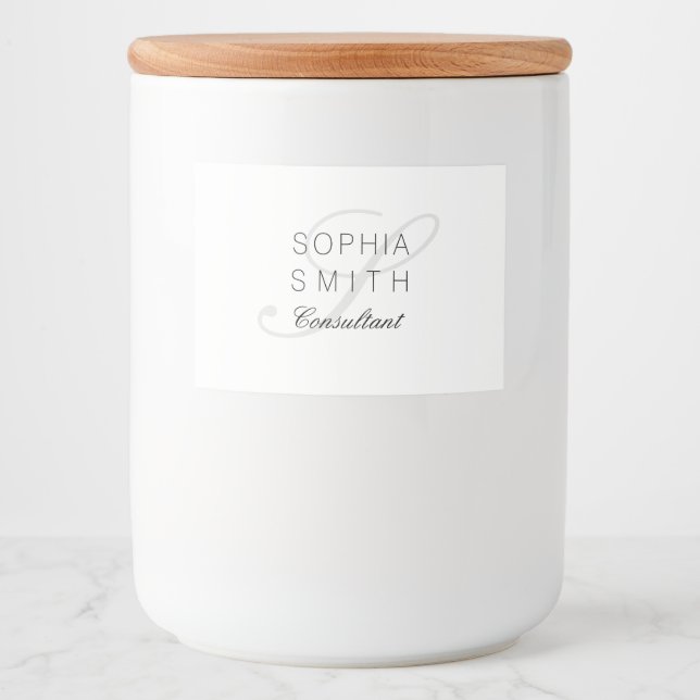 Wassermarke-konsult med minimal monogram-Elegant Mat Etiketter (Framsida)