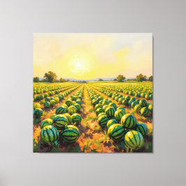 Wassermelonenfeld im Sonnenschein Canvastryck