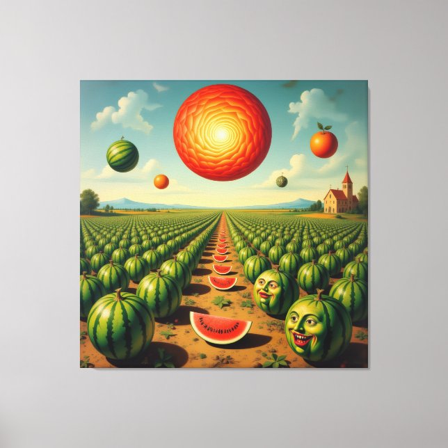 Wassermelonenfeld im Sonnenschein Canvastryck (Framsida)