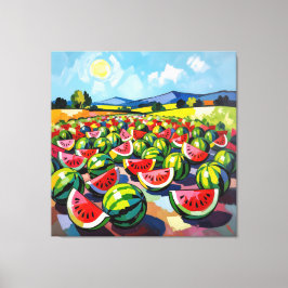 Wassermelonenfeld im Sonnenschein Canvastryck
