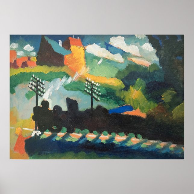 Wassily Kandins Murnau View with Railway & Castle Poster (Framsidan)