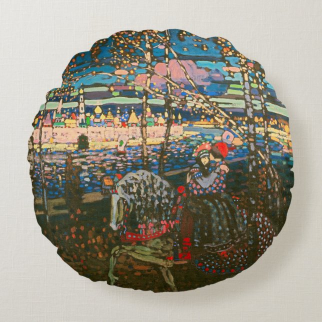 Wassily Kandinsky Det ridande paret Rysk konst Rund Kudde (Framsidan)