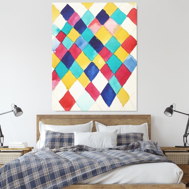 Wassily Kandinsky - Farbstudie mit Rauten  Canvastryck (Insitu (sovrum))