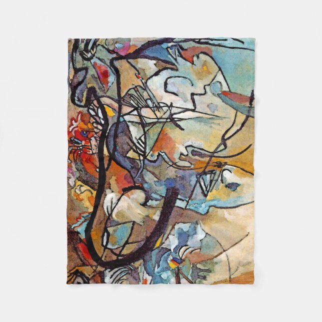 Wassily Kandinsky - Komposition Fem Abstrakt Konst Fleecefilt (Framsidan)