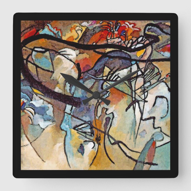 Wassily Kandinsky - Komposition Fem Abstrakt Konst Fyrkantig Klocka (Framsida)
