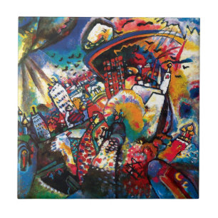 Wassily Kandinsky - Moskvas stadsbild Abstrakt kon Kakelplatta