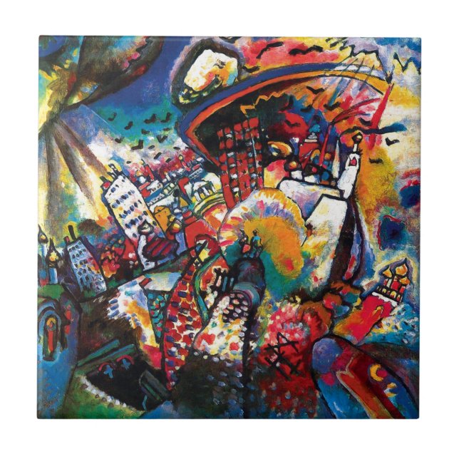 Wassily Kandinsky - Moskvas stadsbild Abstrakt kon Kakelplatta (Framsidan)
