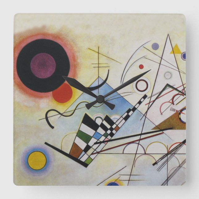 Wassily Kandinsky - Sammansättning 8 - Funktionell Fyrkantig Klocka (Framsida)