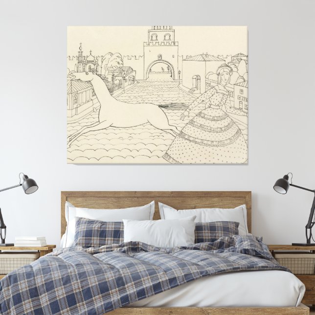 Wassily Kandinsky - Teckning 'med grön dam' Canvastryck (Insitu (sovrum))