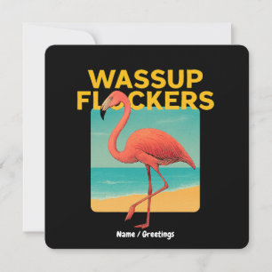 Wassup Flockers Funny Flamingo Retro Beach Quote Inbjudningar