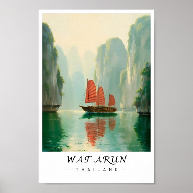 Wat Arun Bangkok Thailand  Väggkonst, Tempelscen Poster (Framsidan)