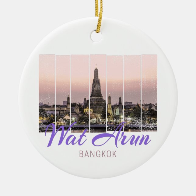 Wat Arun Temple Bangkok Thailand Sunset Souvenir Julgransprydnad Keramik (Framsidan)