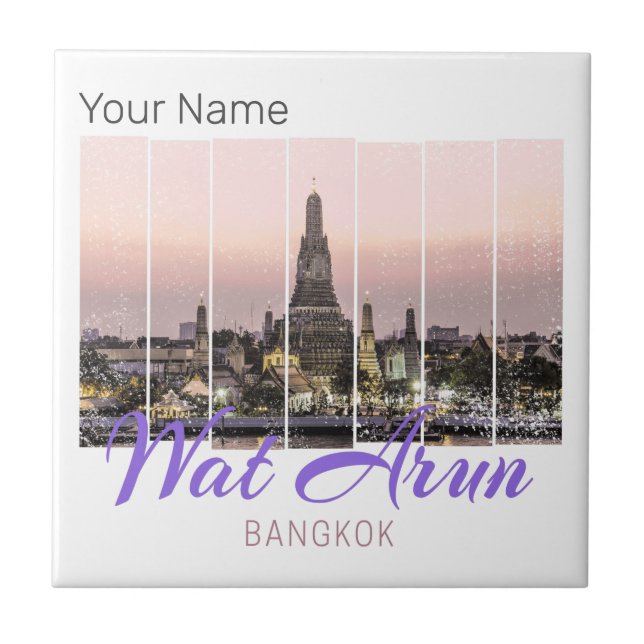 Wat Arun Temple Bangkok Thailand Sunset Souvenir Kakelplatta (Framsidan)