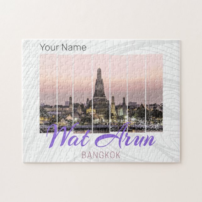 Wat Arun Temple Bangkok Thailand Sunset Souvenir Pussel (Horisontell)