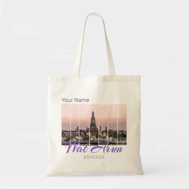 Wat Arun Temple Bangkok Thailand Sunset Souvenir Tygkasse (Framsidan)
