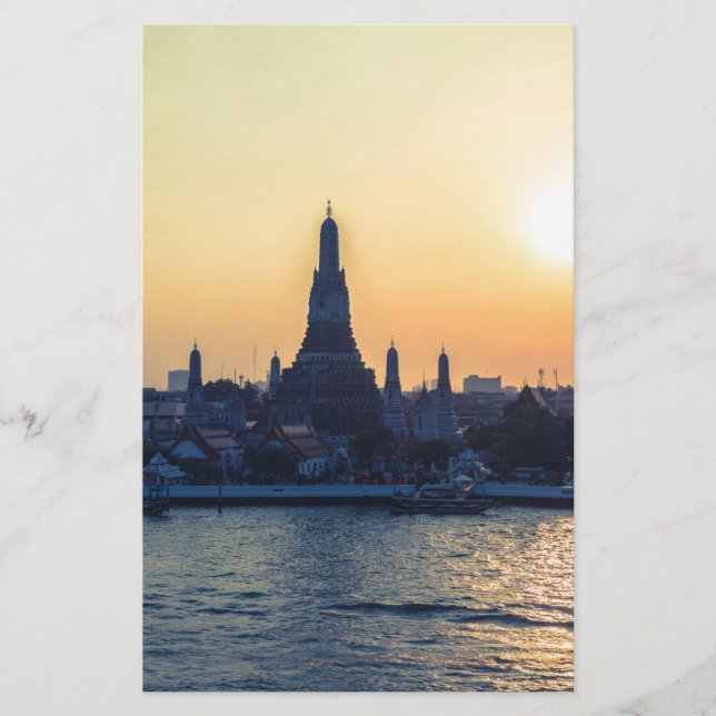 Wat Arun-templet Silhouette Thailand Bangkok i sol (Framsida)
