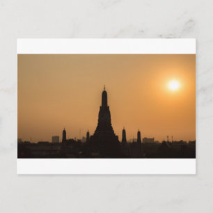 Wat Arun-templet Silhouette Thailand Bangkok i sol Vykort