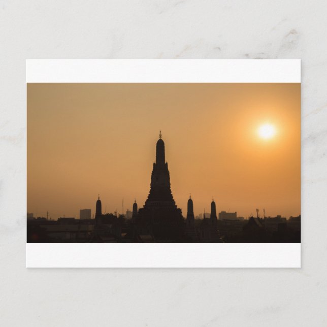 Wat Arun-templet Silhouette Thailand Bangkok i sol Vykort (Framsida)