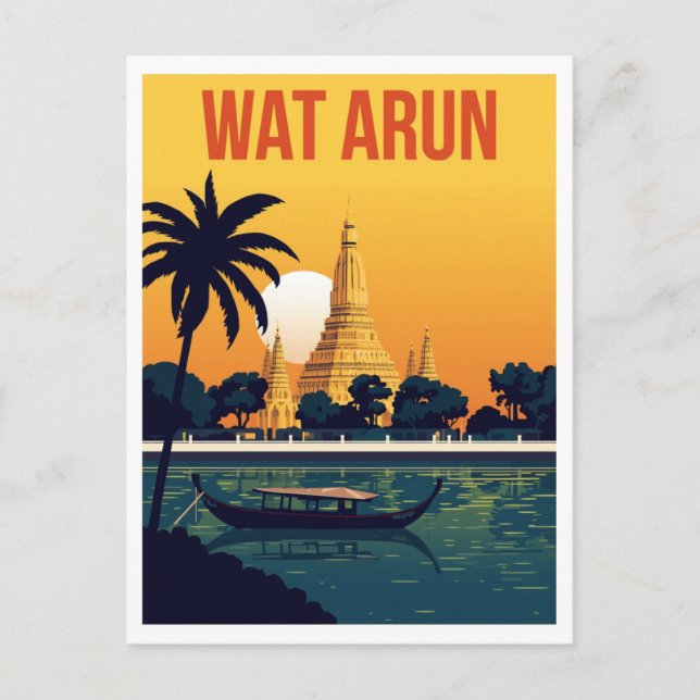 Wat Arun-templet vid solnedgång Vykort (Framsida)
