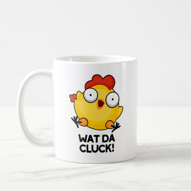 Wat Da Cluck Funny Chicken Pun Kaffemugg (Vänster)