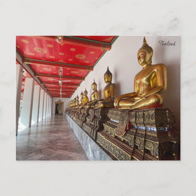 Wat Pho gyllene buddhor Vykort (Framsida)