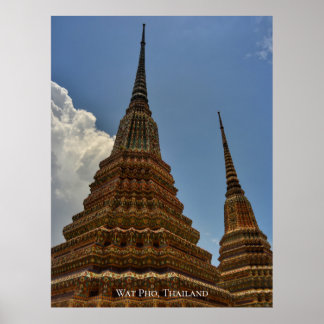 Wat Pho Stupa Padoga Temple Thailand Travel Poster