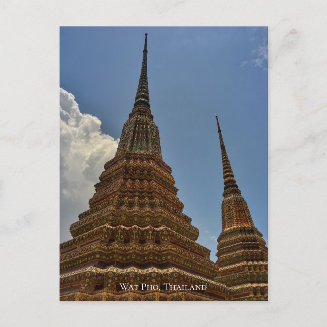 Wat Pho Stupa Pagod Tempel Thailand Resa Vykort (Framsida)