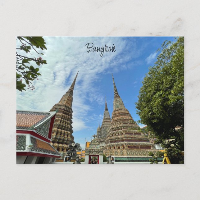 wat pho stupas bangkok vykort (Framsida)