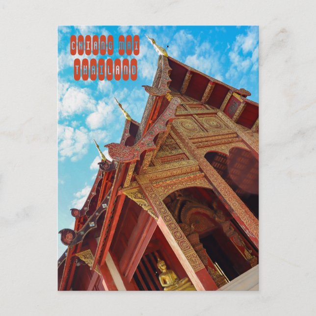 Wat Phra Singh Woramahawihan i Chiang Mai Vykort (Framsida)