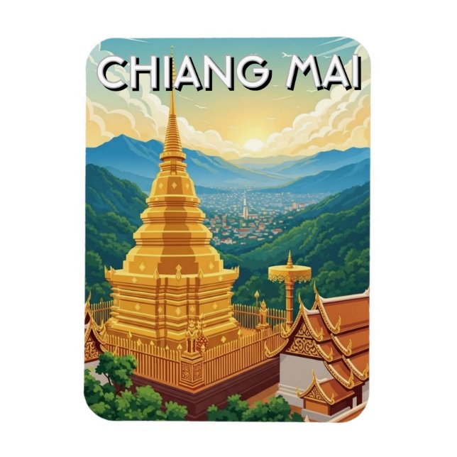  Wat Phrathat Doi Suthep Chiang Mai Thailand Magnet (Vertikal)