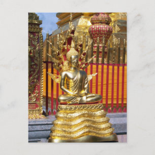 Wat Phrathat Doi Suthep Guld Buddha Vykort