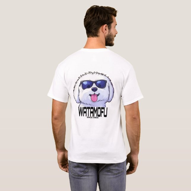 WATAMOFU Pop‑Art Bichon Frise T-Shirt (Hel baksida)