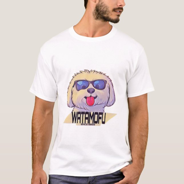 WATAMOFU Pop‑Art Bichon Frise T-Shirt (Framsida)