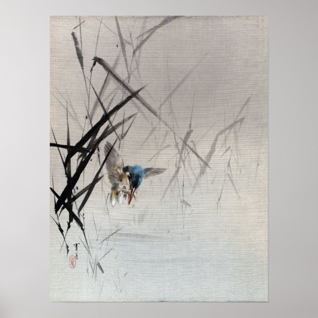 Watanabe Seitei Fågelfångst av fisk mellan raser Poster (Framsidan)