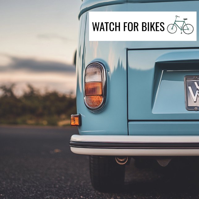 WATCH FOR BIKES Cute Grönt Bicycle Bildekal (WATCH FOR BIKES Cute Green Bicycle Bumper Sticker
)