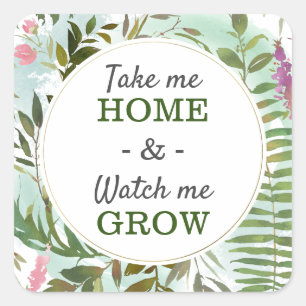 Watch Me Grow Baby Shower Sprinkle Pot Fröpåse Fyrkantigt Klistermärke