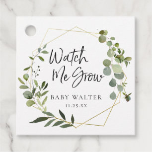 Watch Me Grow Eukalyptus Baby Shower Favor Märke Gåvor Etiketter