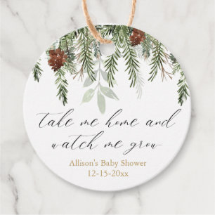 Watch me grow rustika timjan baby shower present t gåvor etiketter