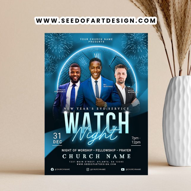 Watch Night New Year's Eve Church Service Flyer (Skapare uppladdad)