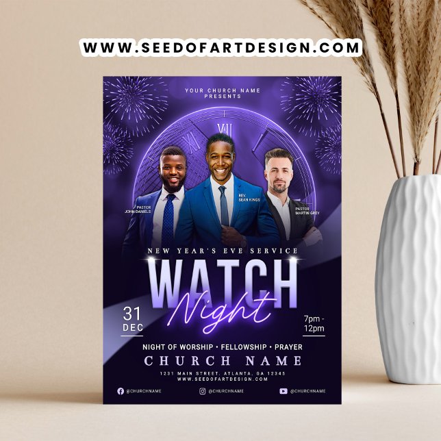 Watch Night New Year's Eve Church Service Flyer (Skapare uppladdad)