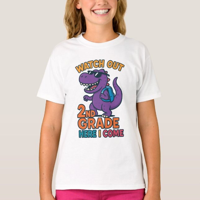 Watch Out 2nd Grade Here I Come Kids T-Shirt (Framsida)