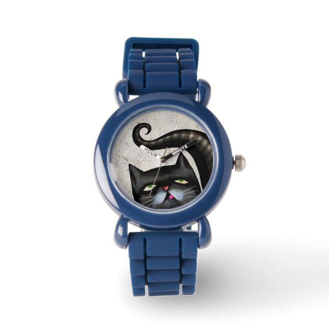 WATCH WATCH FÖR BLACK CAT LOVER ART WATCH ARMBANDSUR (Framsida)