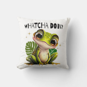 Watcha Doing? Lönsam Nyfiken Frog Kudde