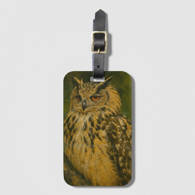 Watcher - Eurasien Eagle-Uggla i Woodland Light Bagagebricka (Framsida vertikal)