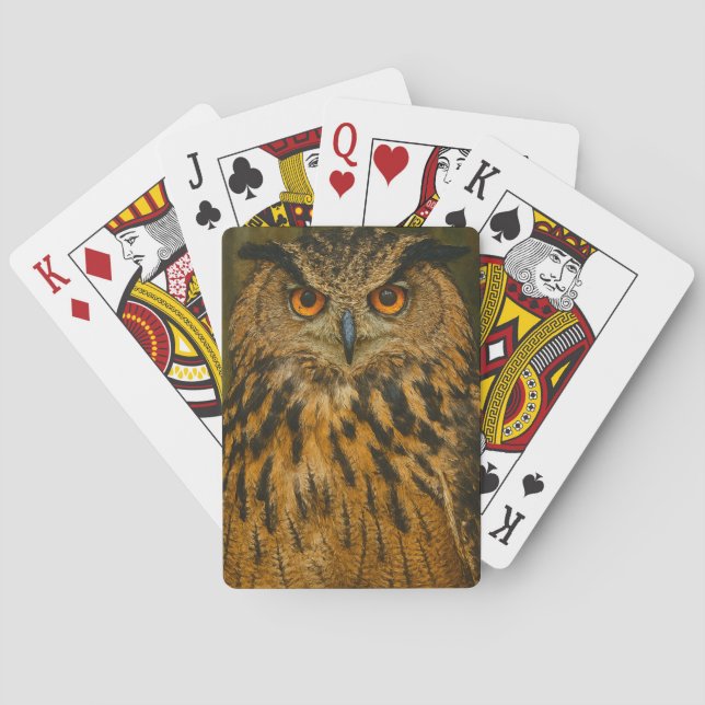 Watcher - Eurasien Eagle-Uggla i Woodland Light Casinokort (Baksidan)