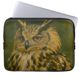 Watcher - Eurasien Eagle-Uggla i Woodland Light Laptop Fodral