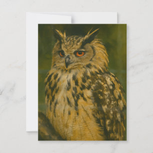 Watcher - Eurasien Eagle-Uggla i Woodland Light Vykort