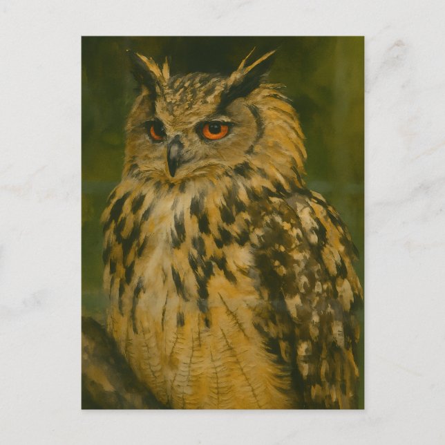 Watcher - Eurasien Eagle-Uggla i Woodland Light Vykort (Framsida)