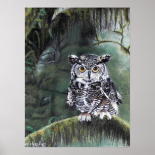 Watcher i Uggla Art-utskriften i Skogen Poster
