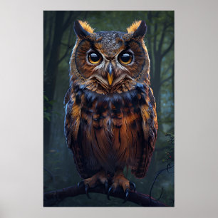 Watchern i Skogen - Uggla Porträtt Wall Art Poster